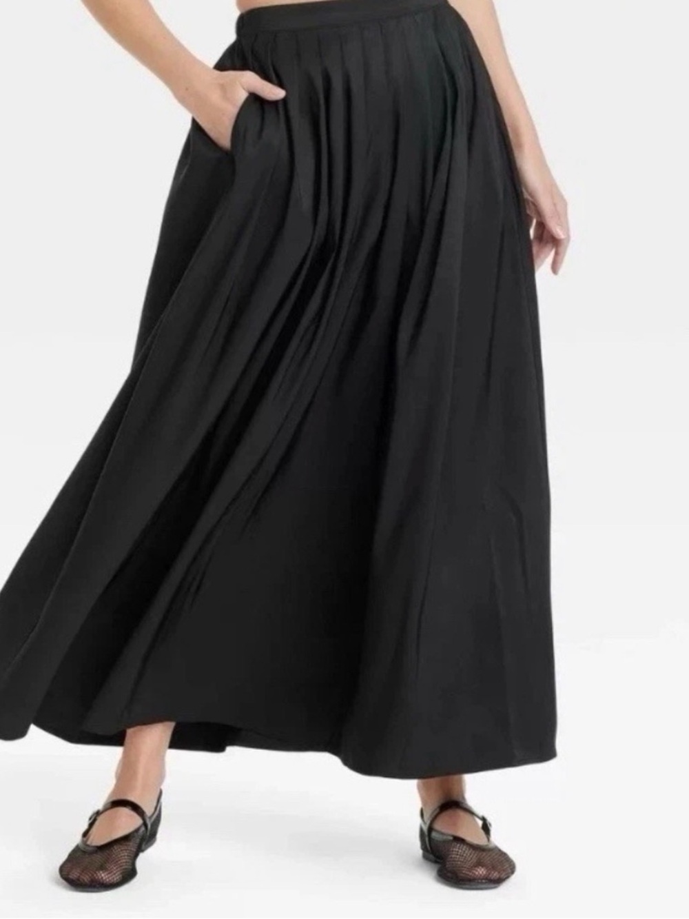 Black Maxi Pleated Skirt
